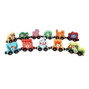 Magnetic Wooden Animals Train Set, 0-10 Numbers Animals Montessori Toys